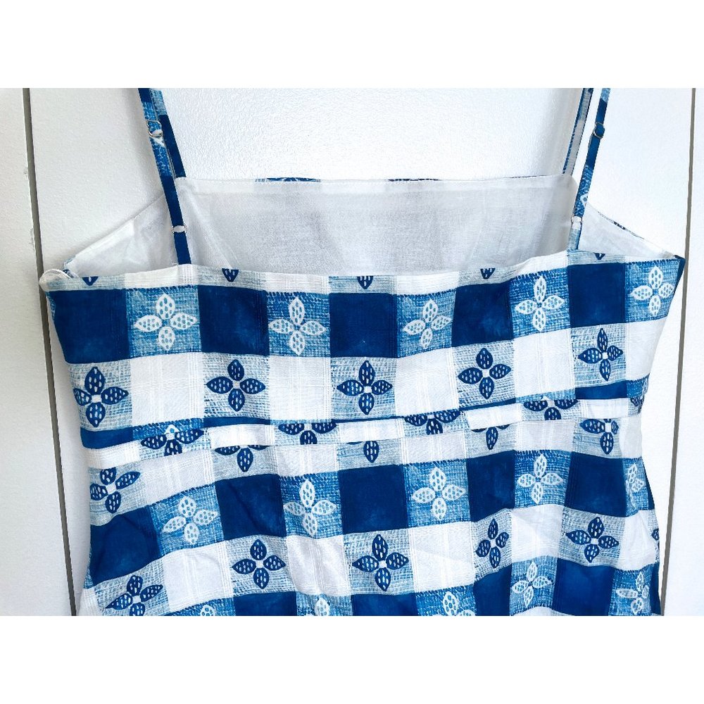 Rachel Antonoff Gwen Seafood Tower Print Mini Dress Blue Check Gingham Floral 6 - Picture 10 of 14